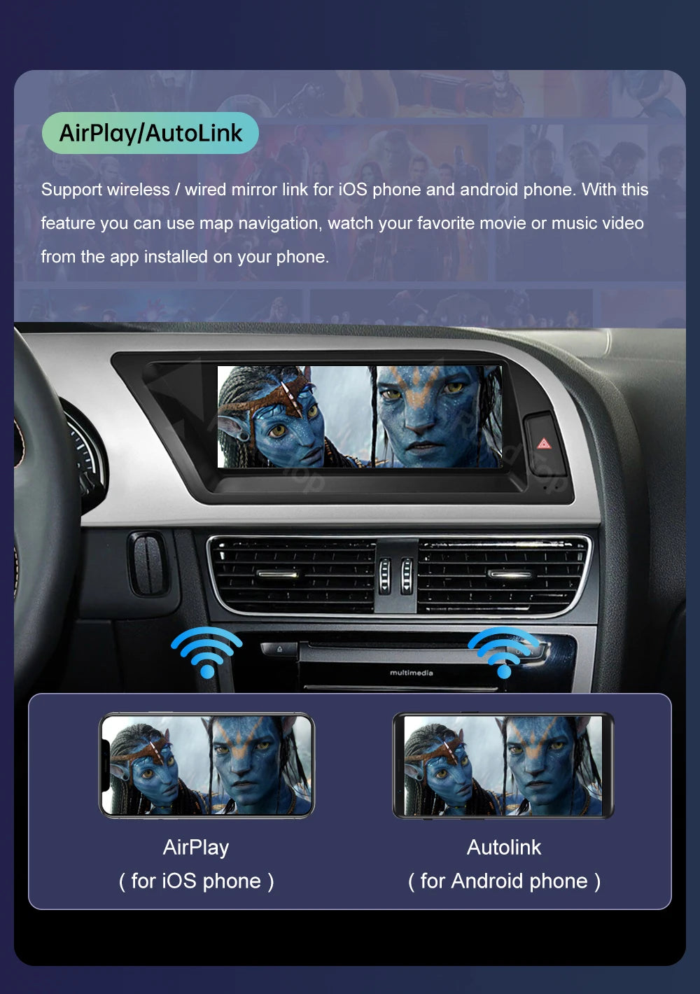Road Top Radio Multimedia Linux Touch Screen For Audi A5 2008-2016 Wireless CarPlay Android Auto Airplay Car Player Function