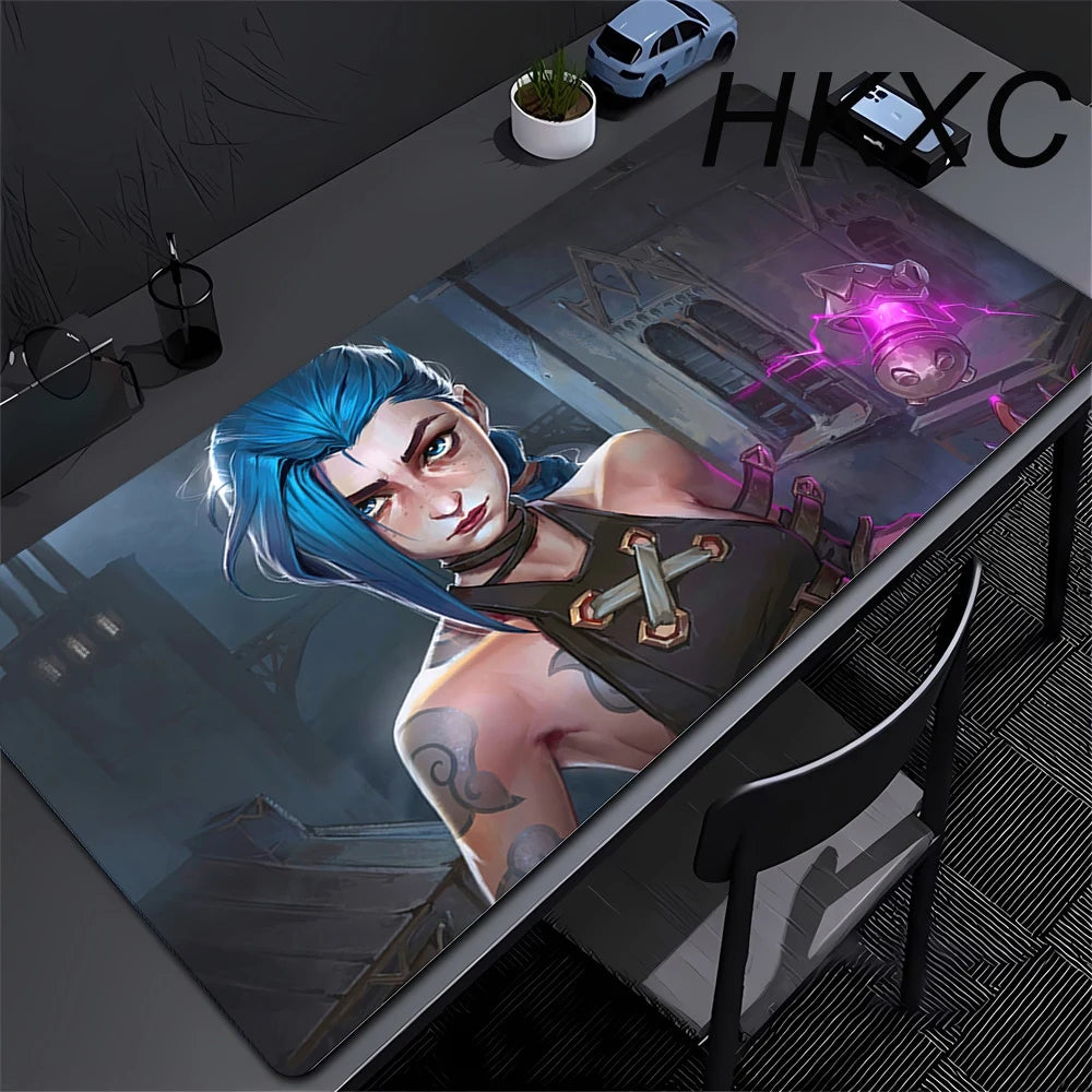 Gamer Arcane Desk Mat Large Mousepad Gamer Accessories PC Computer Keyboard Deskmat ALeague of Legends Jinx Rubber Big Mouse Pad