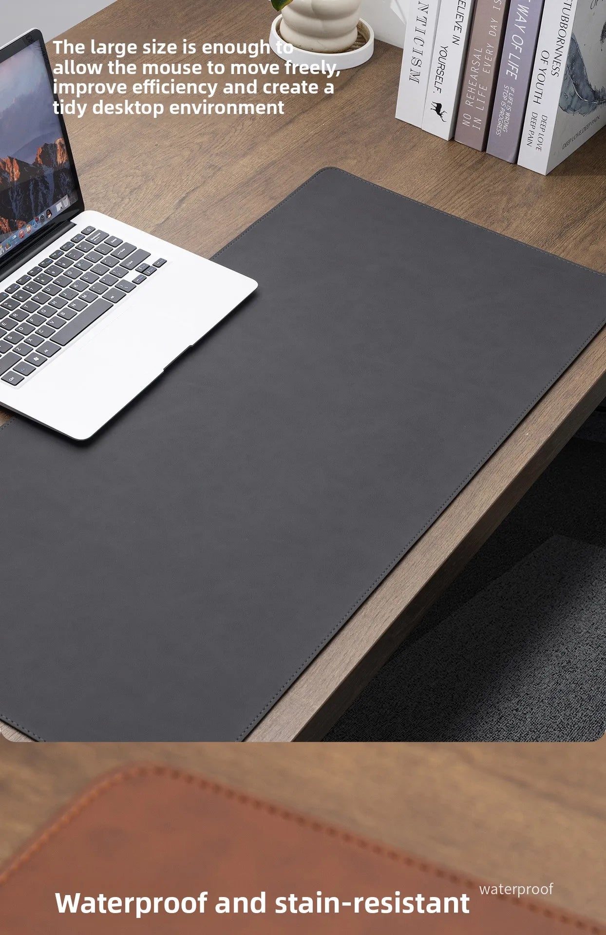 Crazy Horse Texture Pu Mousepad Portable Mouse Pad Large Gaming Waterproof Non-slip Suede Desk Mat Computer Keyboard Desk Pad