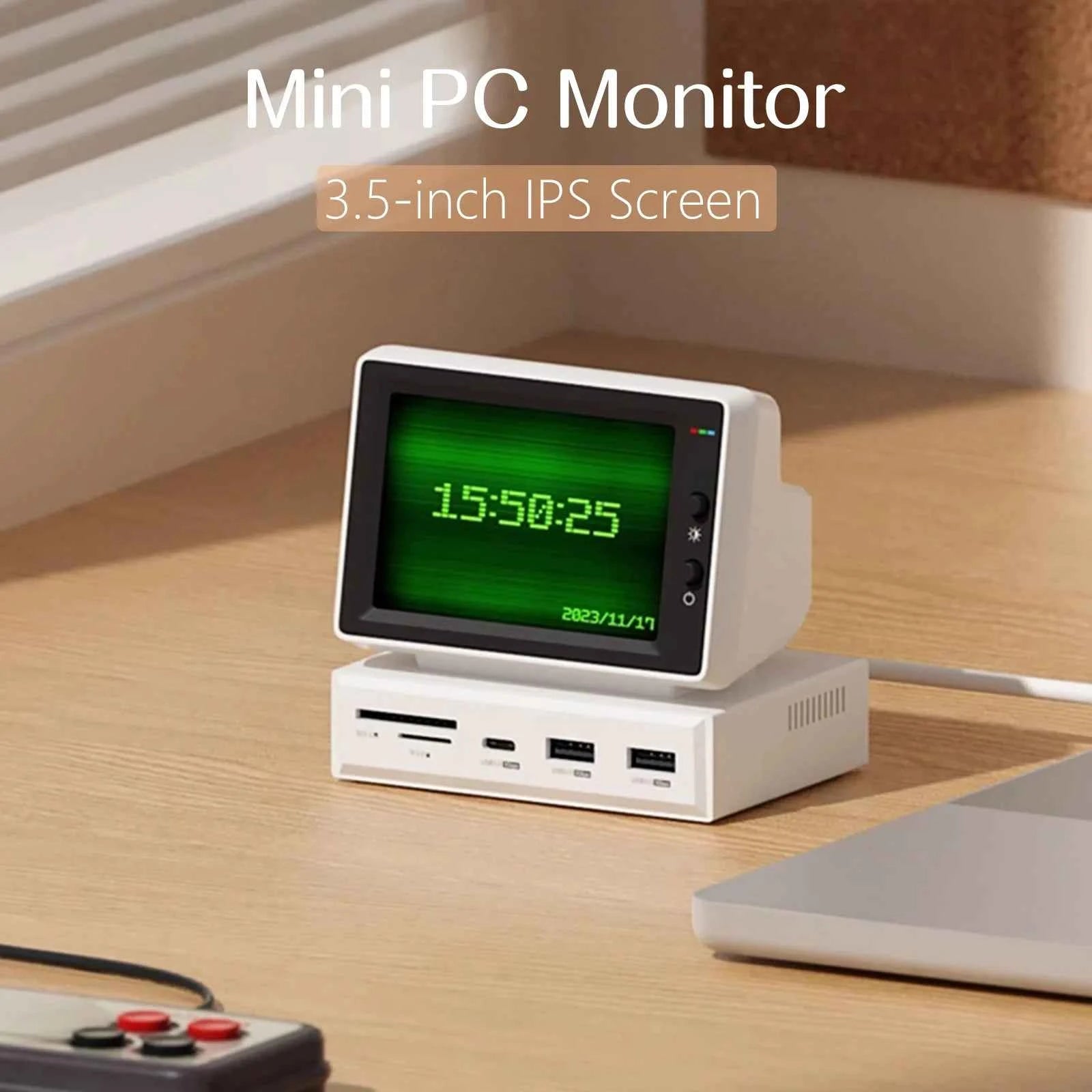 3.5inch HDD Data Monitor Display Sub Screen with USB C Hub for Laptop PC MacBook IPS Mini Screen AIDA64 Mini PC CPU RAM