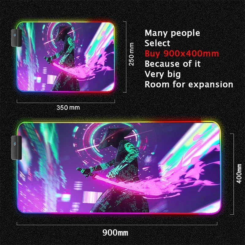 RGB Led Backlight Mouse Pad Cool Cyberpunk Gaming Accessories Carpets Large Mause Pad Gamer XL Neon Desk Mat Rug Mouse Mat
