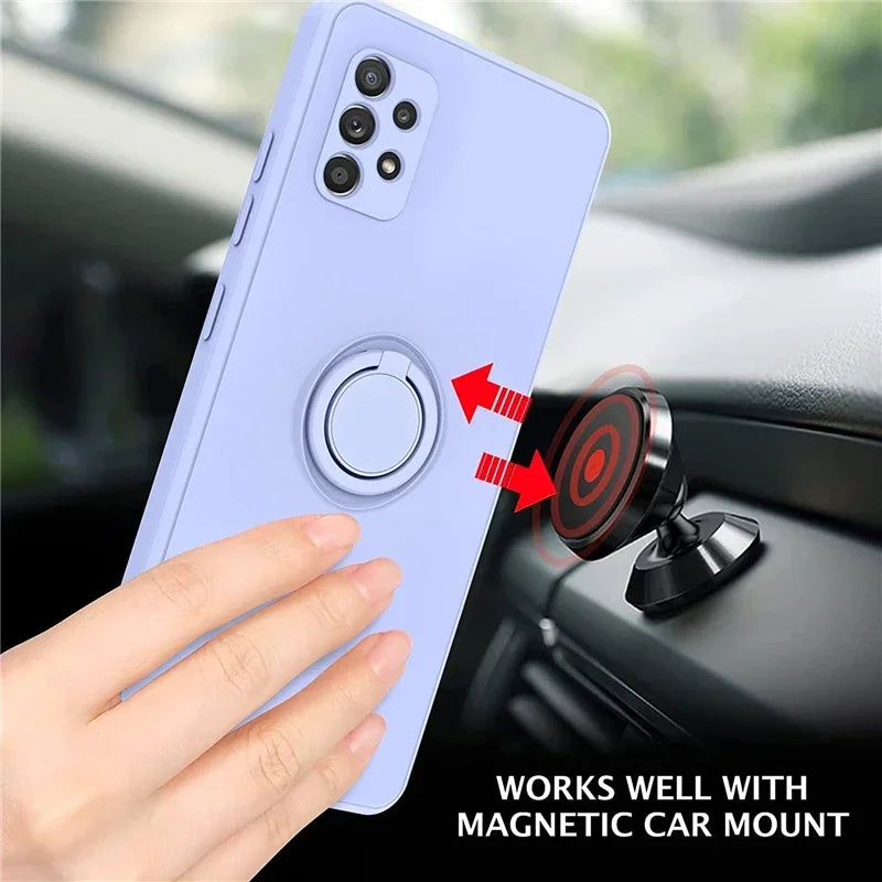 Armor Shock Cover with Magnetic Ring Holder for Samsung Galaxy S24 23 22 S21 S20FE Note 9 10 20 Ultra Plus Fall Proof Phone Case