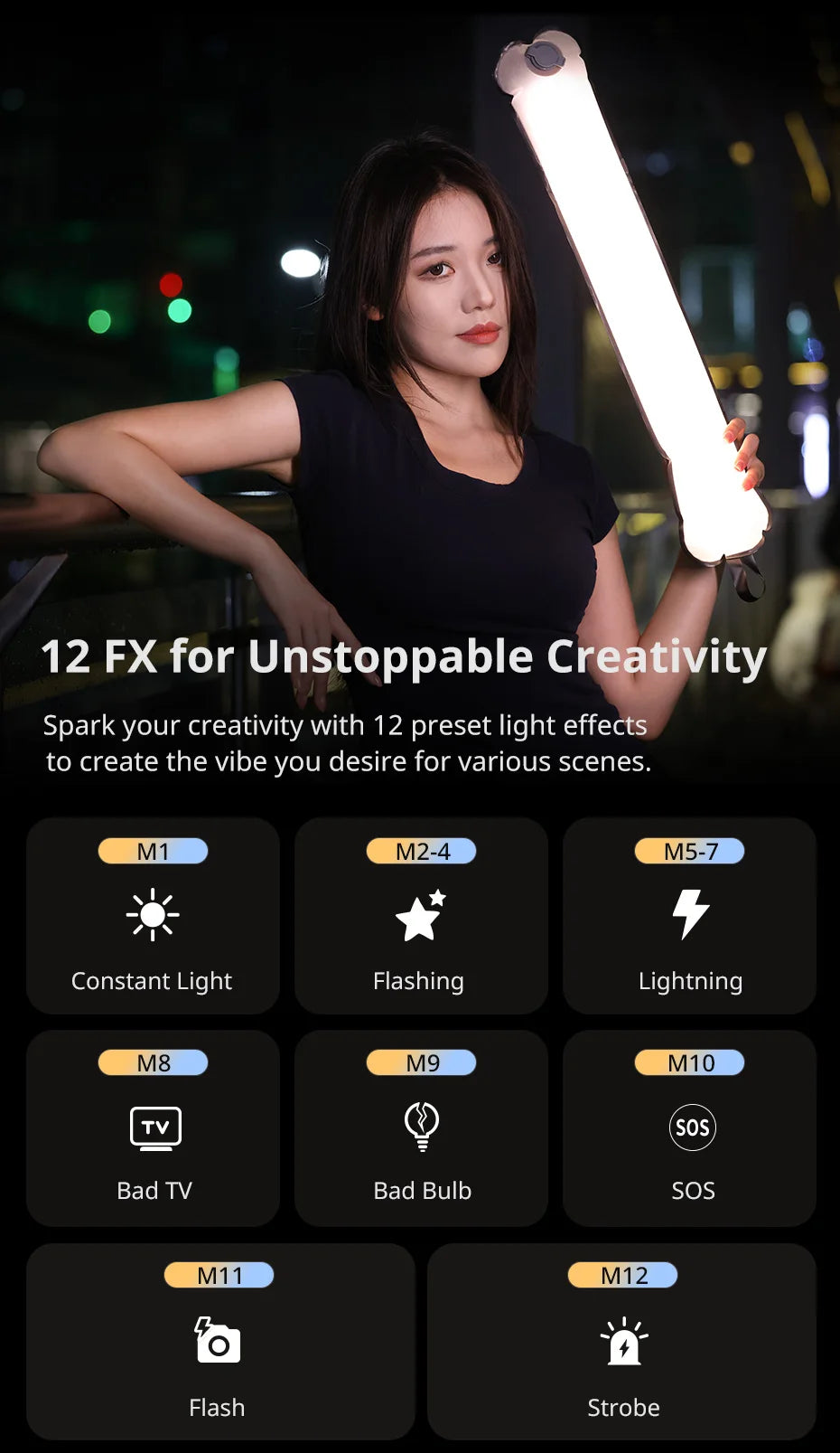 Ulanzi UA12 12W Inflatable TPU Air Tube Light 2700K-6500K Bi-Color Portable Pocket Light Stick Magnetic Mount for Livestreaming