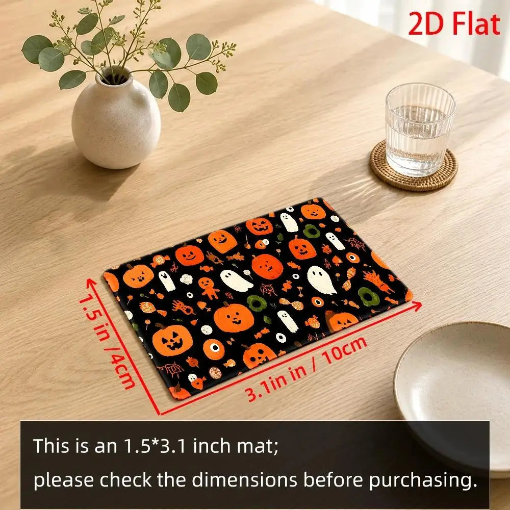 Large Spooky Pumpkins & Ghosts Mouse Pad - Stain-Resistant Suitable for Home Office & Gaming Desk Mat, Machine Washable Durable Compatible for PC, Computer