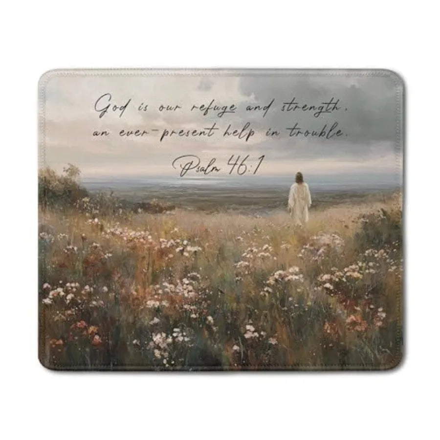 Watercolor Forest Christian Mouse Pad, Psalm 46:1Bible Verse Mouse Pads Mousepad for Desk Home Office Dorm Computers Laptop, Re