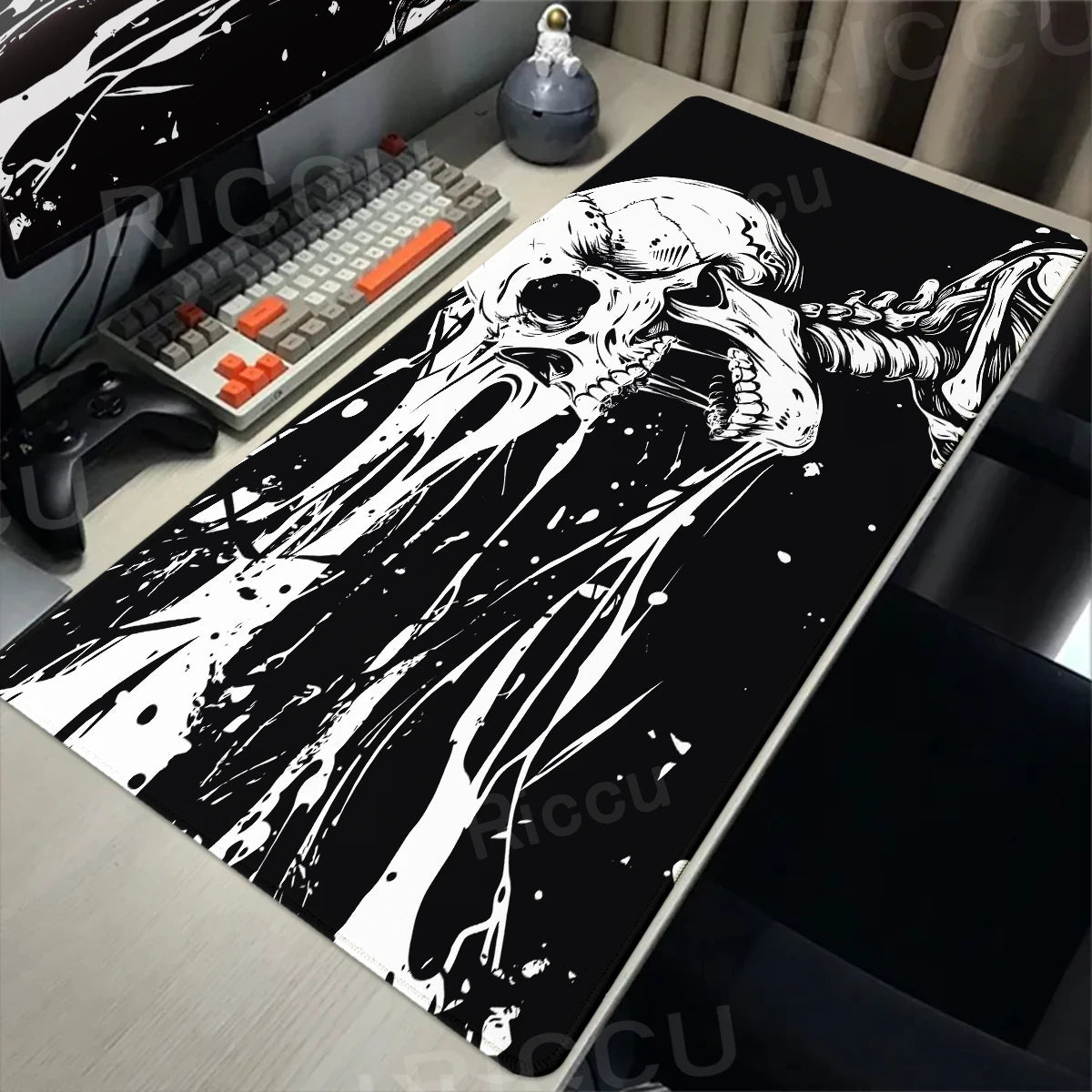 Black White Skull Gaming Mouse Pad Large Mousepad XXL Table Mat Anti-slip Keyboard Accessories Office Laptop Desk Mats Gamer Rug