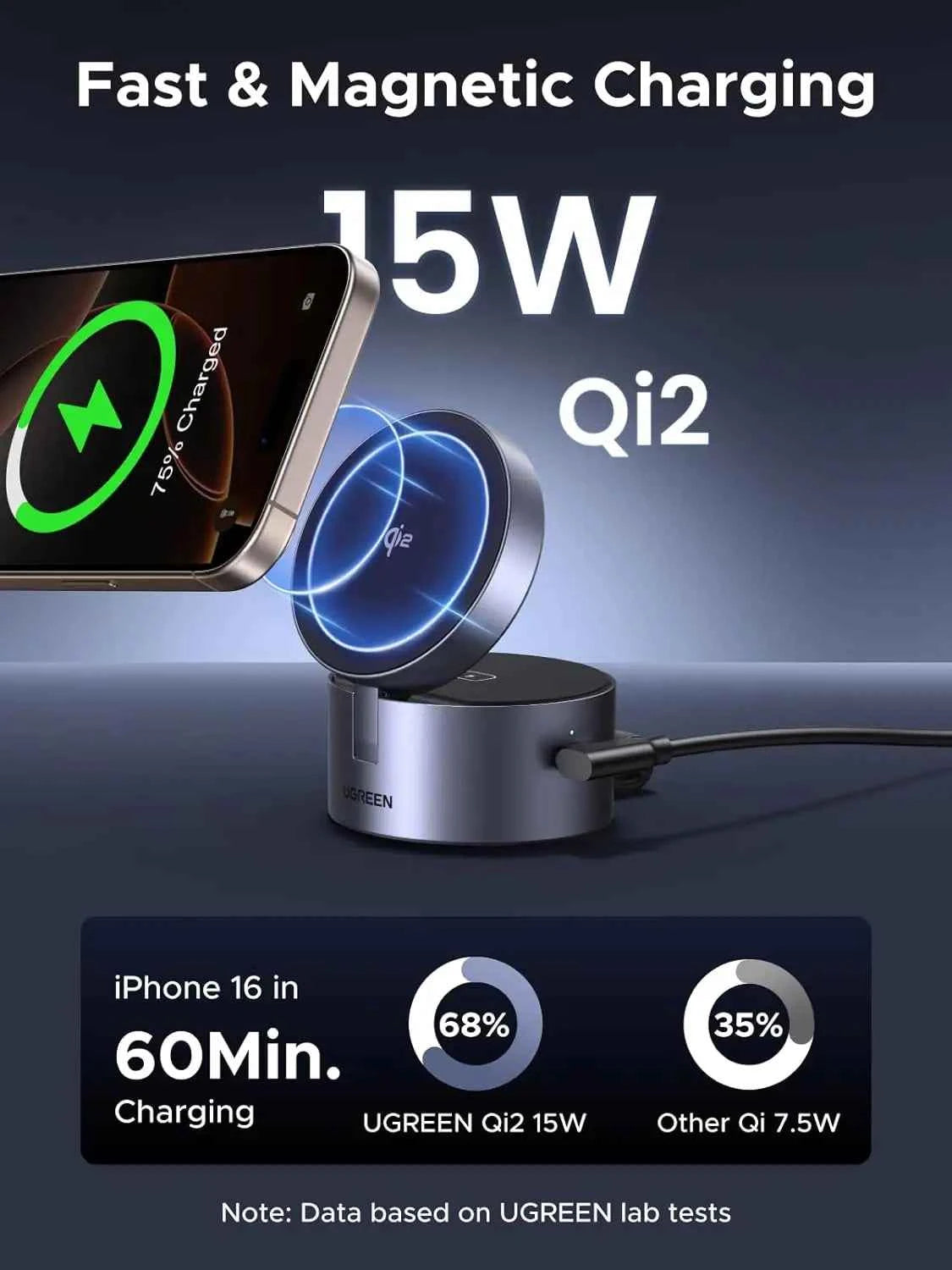 Qi2 15W 3-in-1 Magnetic Foldable Wireless Charger for iPhone, Apple Watch, AirPods, Travel-Friendly