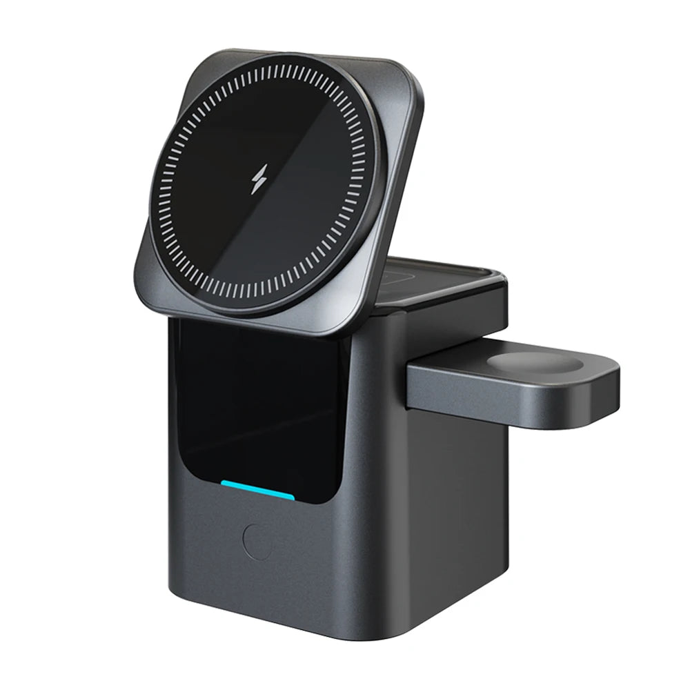 Magnetic 3 in 1 Wireless Charger Station Foldable Cube 15w  Rotating Charging Holder for Apple 17 16 15 14 Pro Max