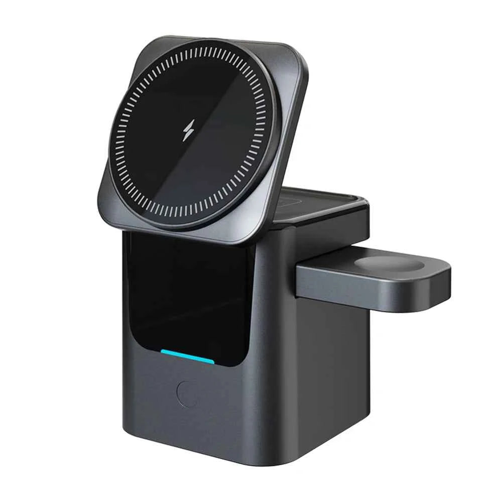Magnetic 3 in 1 Wireless Charger Station Foldable Cube 15w  Rotating Charging Holder for Apple 17 16 15 14 Pro Max