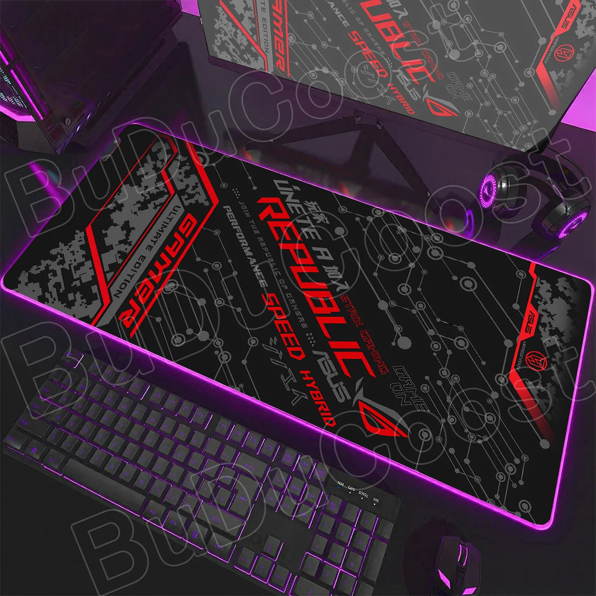 600x300x3mm RGB Gamer Glowing HD Keyboard Mat Asus Office Table New ROG Art Design Colorful LED Mouse Pad Rubber Non-slip Carpet