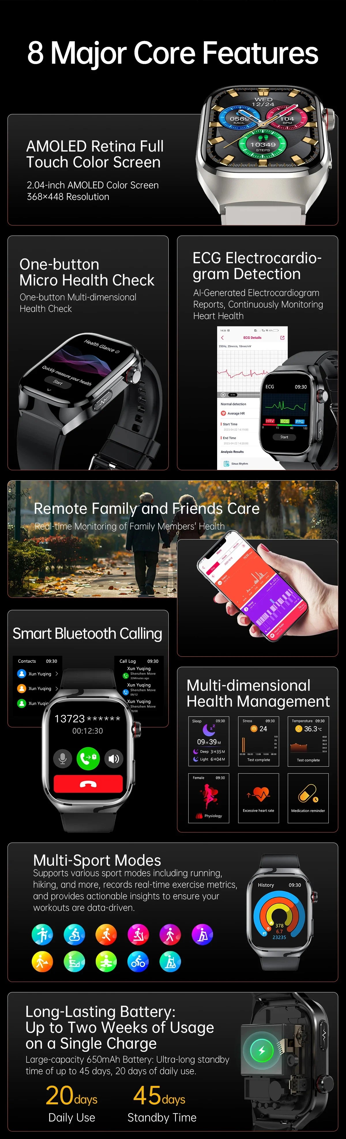 New Nursing Level Blood Pressure Laser Therapy Diagnosis Smart Watch Men Women Clock ECG+PPG Uric Acid Lipid Heart Rate Watches