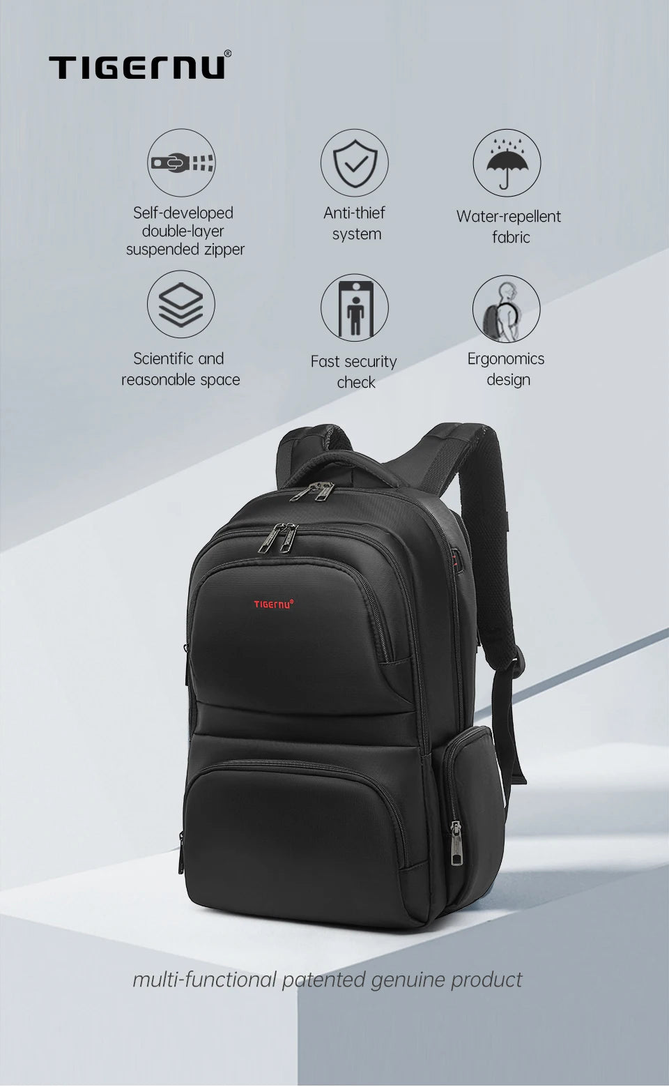Tigernu Brand Nylon Waterproof Anti theft 15.6