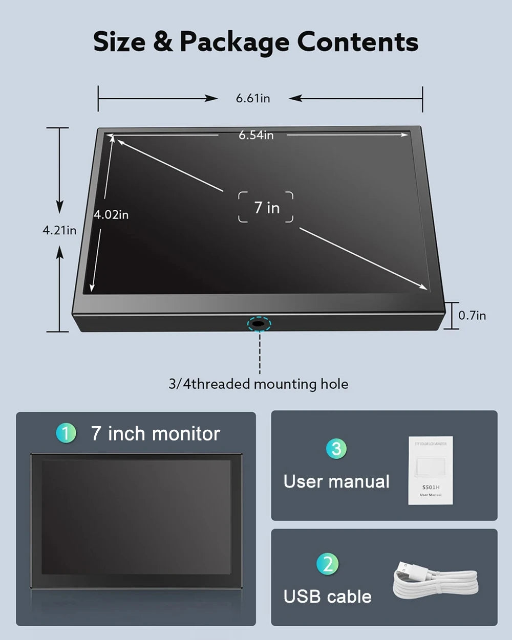 Eyoyo Portable External Monitor 5/7/8 Inches Mini LCD Screen TFT Panel with HDMI AV VGA Port For DVD/Computer/CCTV/Car Rear View