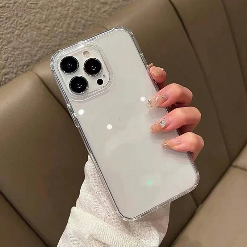 2PCS High Quality Acrylic Transparent Smooth Glossy Phone Case For iPhone 17 16 Pro Max 15 14 13 12 11 XS X XR 7 8 Plus 16 Cover