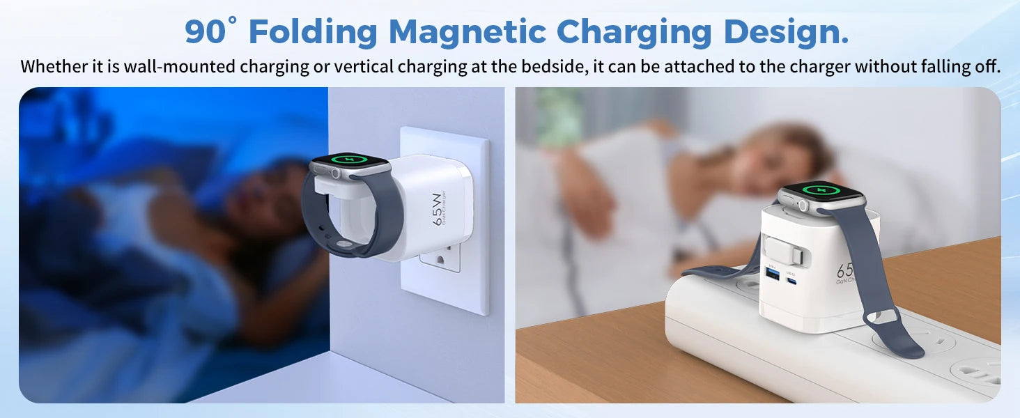 TOPADRE Retractable 65W For Apple Watch wireless Charger, Rapid Charging for Macbook,for iPhone, iPad smartphone, Foldable