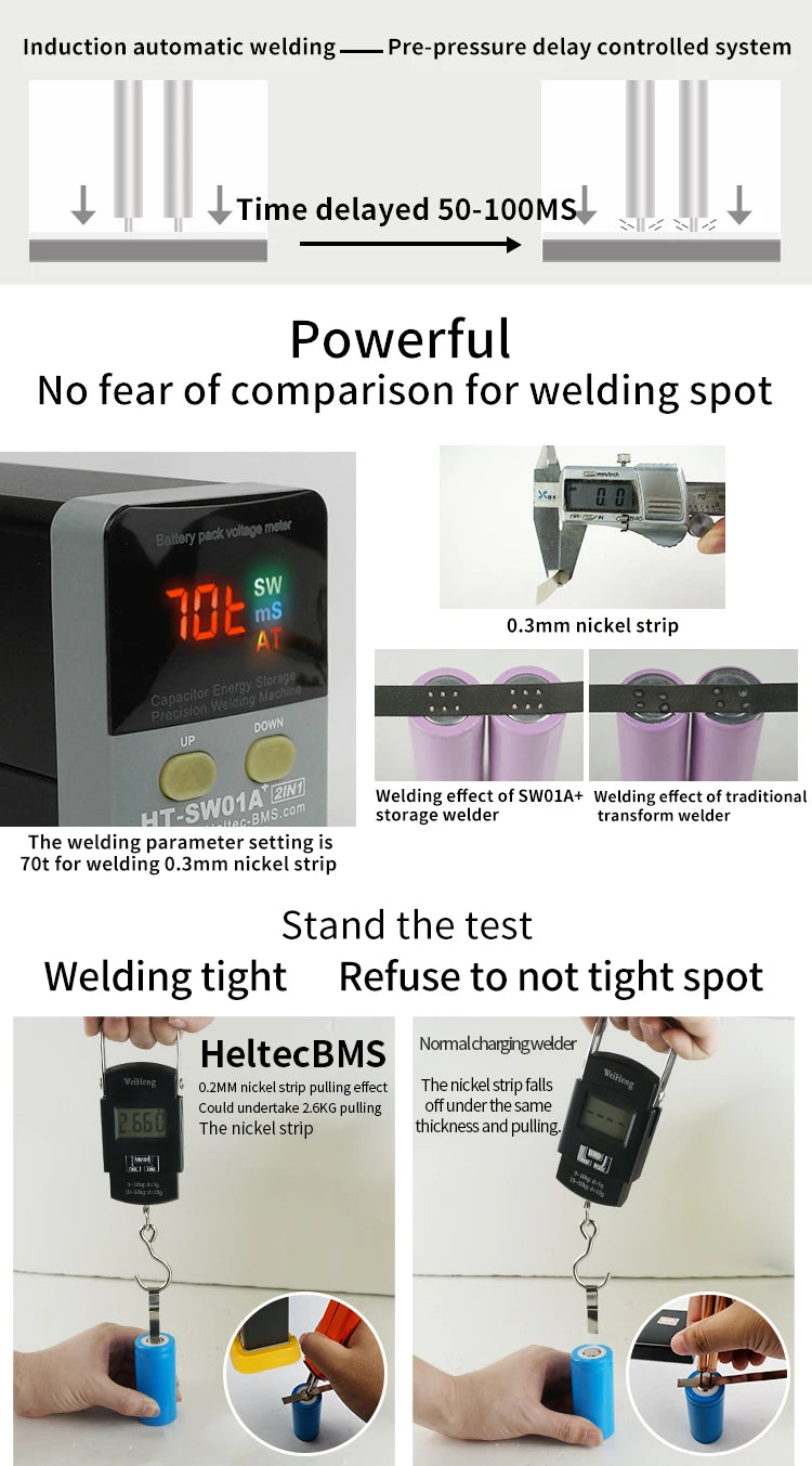 Heltec 21KW 36KW 42KW Capacitor Storage Battery Spot Welding Machine/Portable Small Spot Welder LED Display 0.5mm Thickness