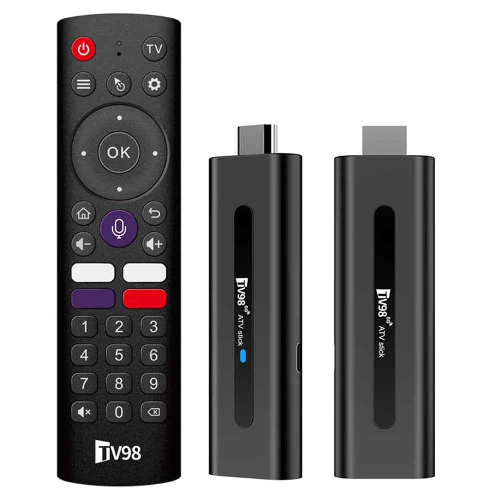 TV98 ATV H313 Android TV Stick 14.0 8K 2.4G 5G WiFi Quad Core BT5.0 Set Top Box Smart TV Box for Network Media Player