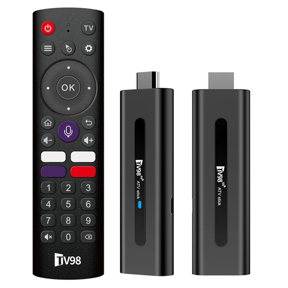 TV98 ATV H313 Android TV Stick 14.0 8K 2.4G 5G WiFi Quad Core BT5.0 Set Top Box Smart TV Box for Network Media Player