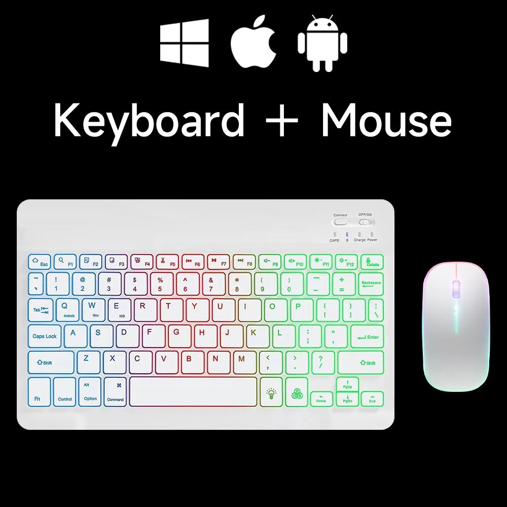 10inch RGB Backlit Rechargeable  Bluetooth Keyboard Wireless Keyboard Bluetooth Mini Keyboard for Spanish Russian Keyboard