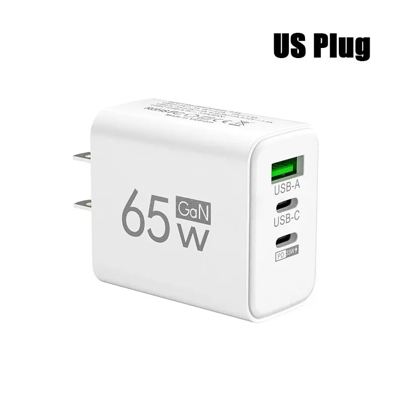 New 65W Fast Charging USB Type-C Charger US EU Plug USB PD Quick Charge 3.0 Travel Wall Phone Charger Adapter For iPhone Samsung