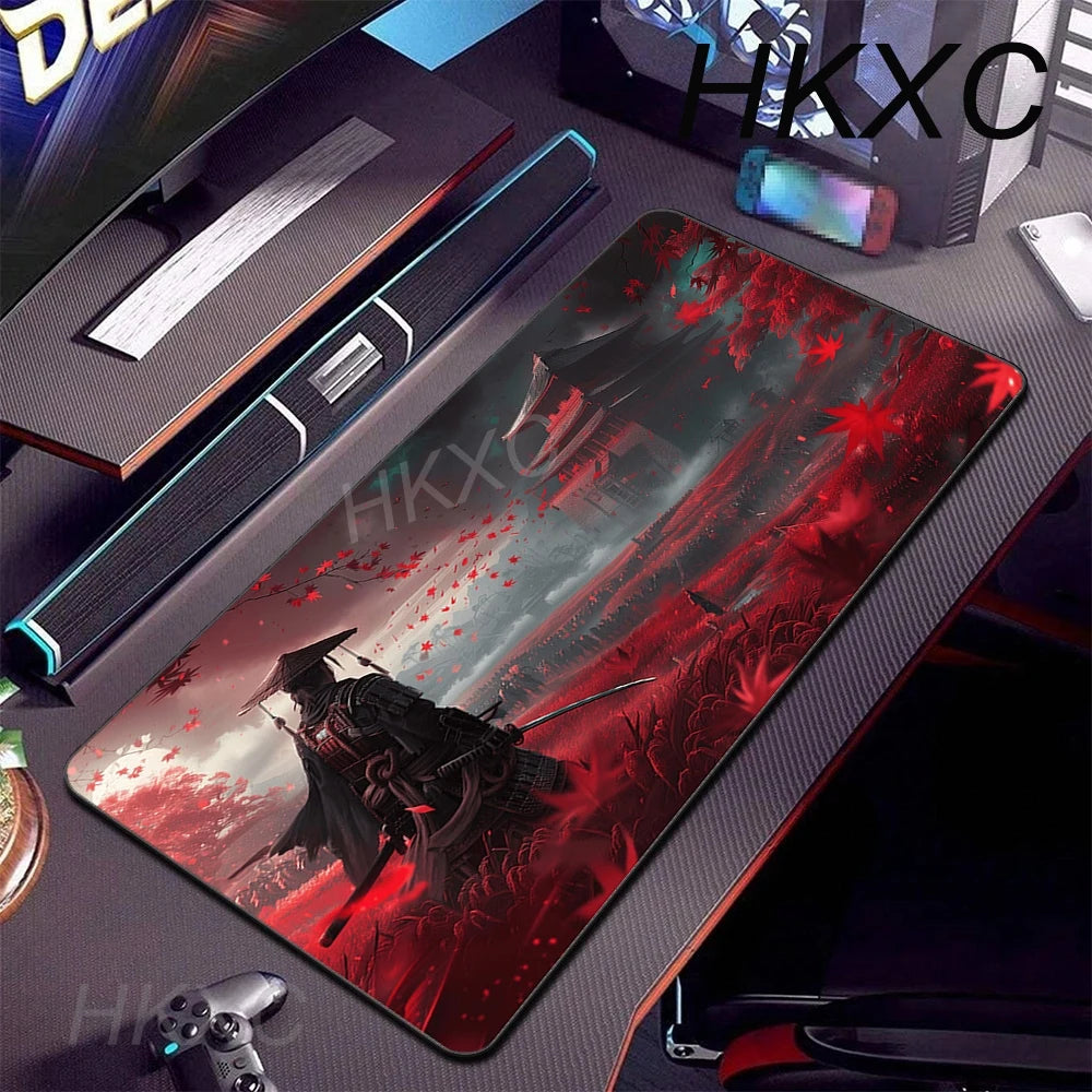 Japanese Sakura Samurai Black Mouse Pad Computer Gamer Table Mat Desk PC Mousepad 900x400 Gaming Computer Mat Laptop Accessor