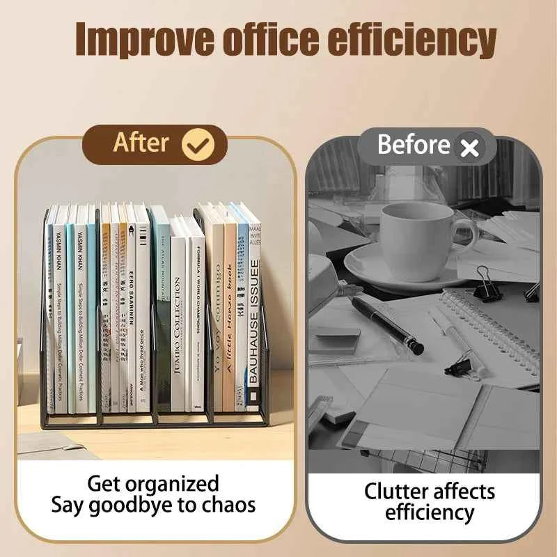 Metal File Rack Office Desk Shelf Standing Desktop File Folder File Box File Storage Box Data Rack Stationery Organizer File