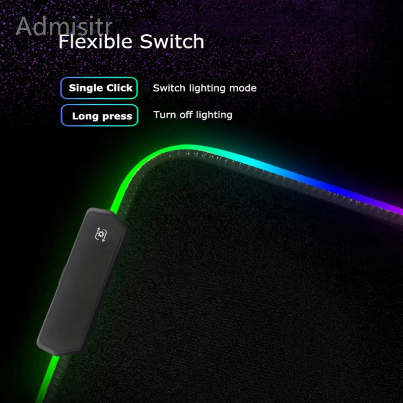 LED Desk Mat Black and White Lines RGB Computer Mouse Pad Gamer Cabinet Luminescence Abstract Mousepad Keyboard Gaming Deskmat