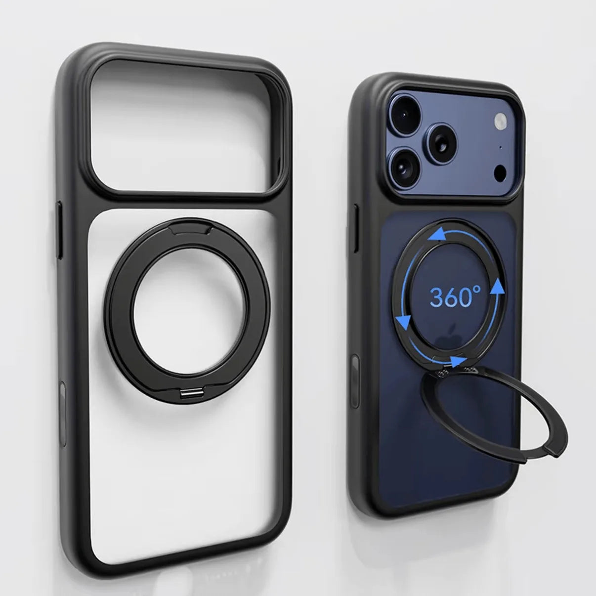 Phone Case - Matte Translucent Phone Case  Swivel Stand for iPhone 17 Air, 16E, 15, 14, 13 and 12 Pro Max/17, 16, 14 Plus