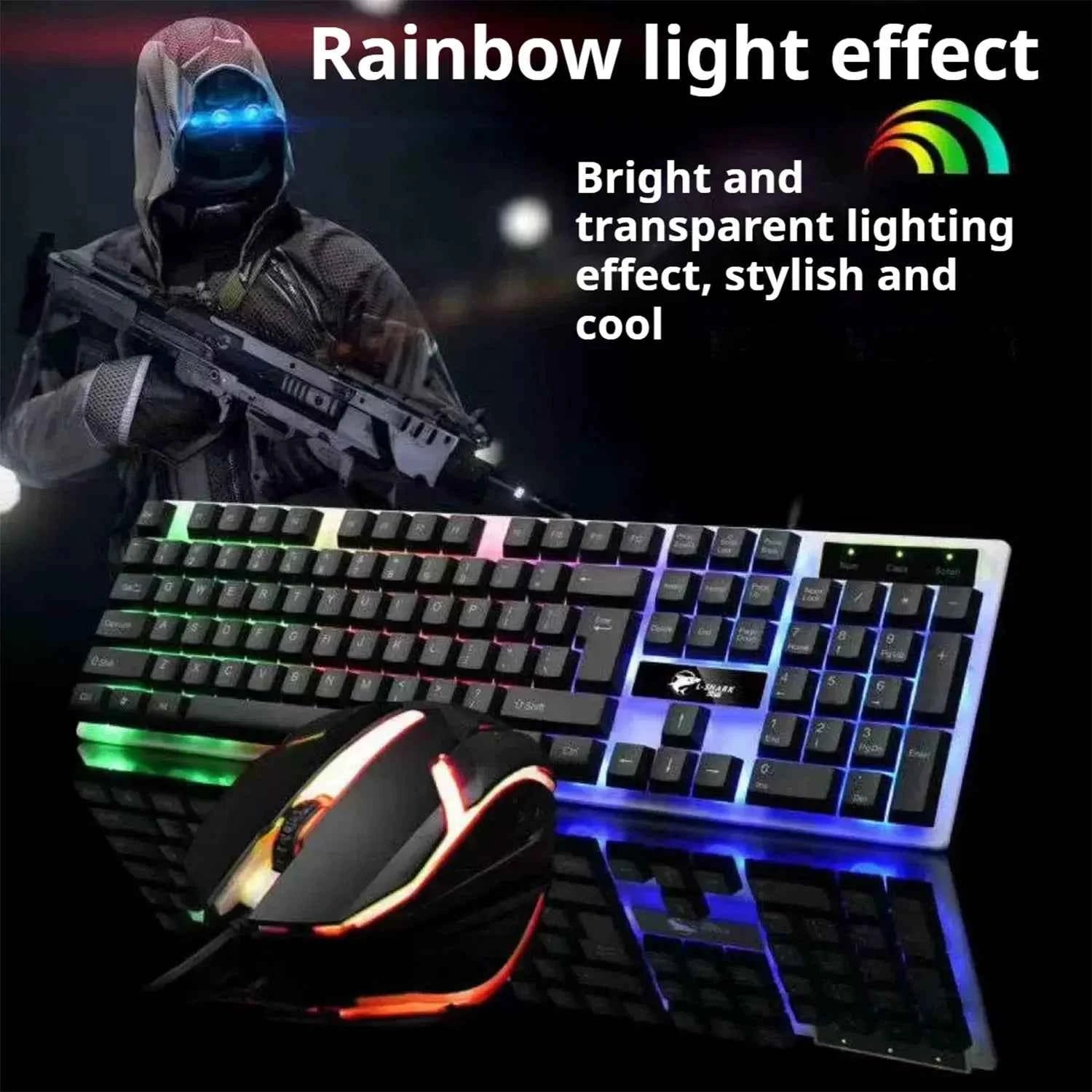 Stylish Backlight Wired Keyboard with Mouse Responsive Game Keys Long Lasting Comfort For Workspaces Efficient Gaming Office