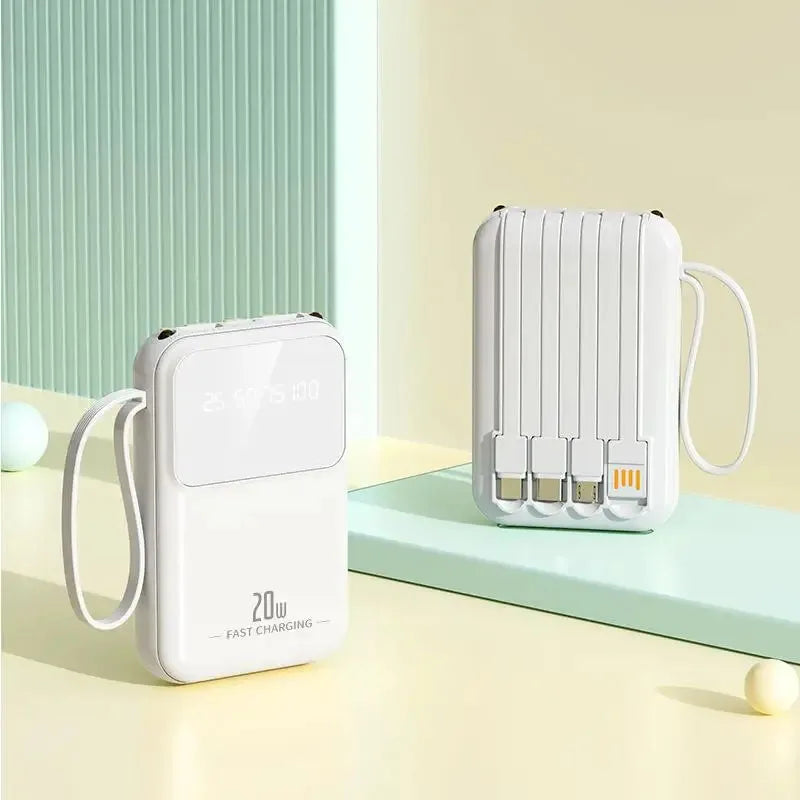 10000mAh compact portable power bank charging with built-in charging cable Powerbank suitable for iPhone/Samsung/Xiaomi/Huaewei