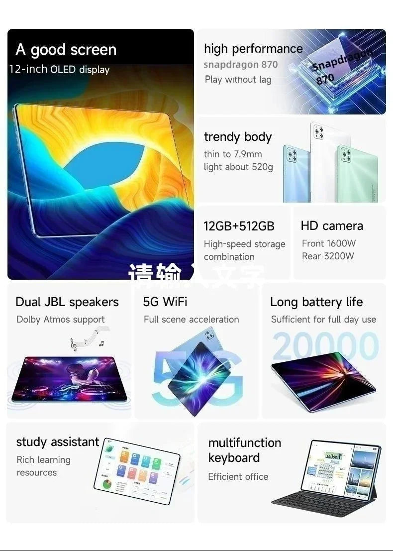 2025 New iPad Air PRO Latest Global First Tablet mi Android 14 Snapdragon 8Gen3 11 inch Soft Light Screen WiFi GPS WPS 5G планше