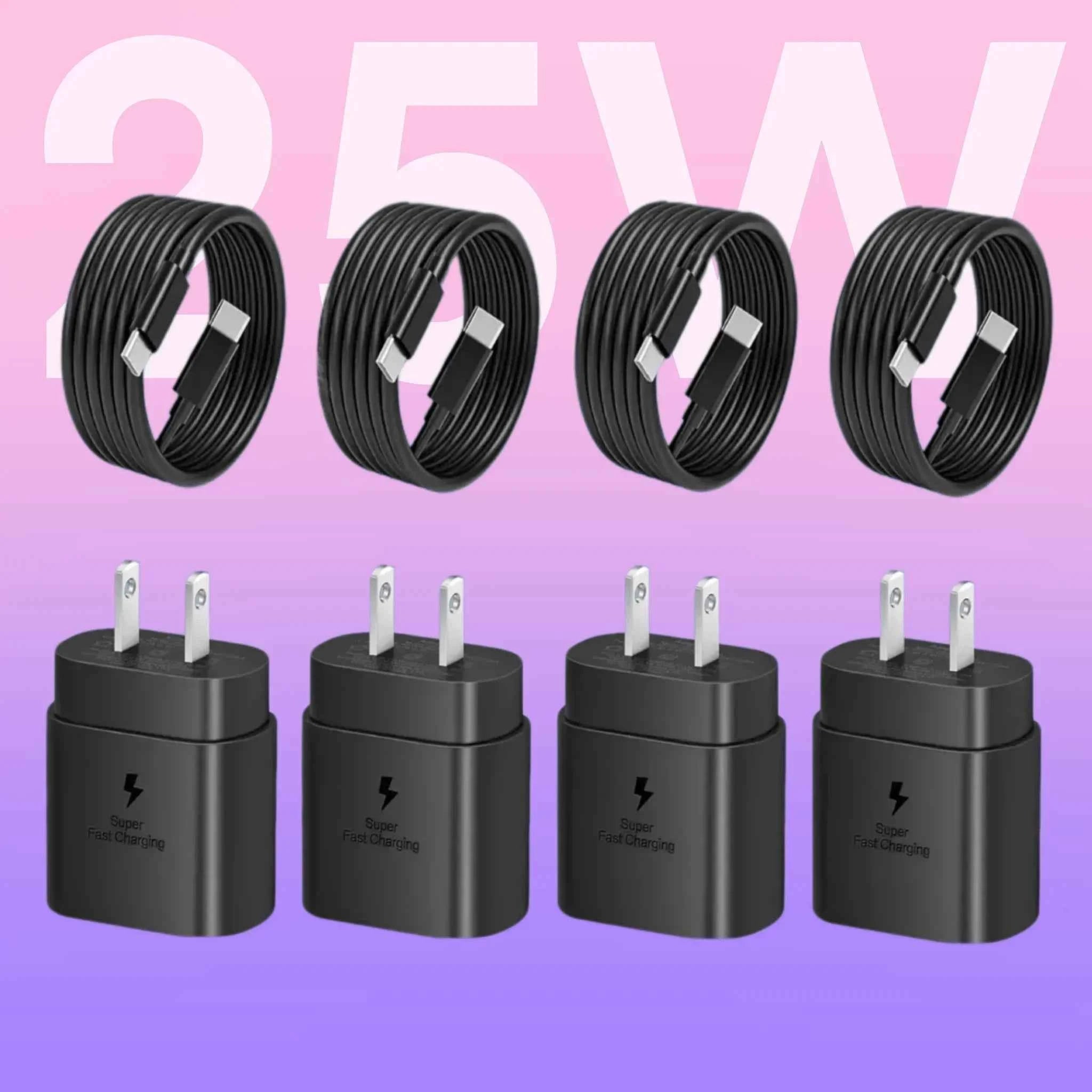 [25W Fast Charger with Cable] 2/4 Pack 25W USB-C Fast Charger with Cable, Super US Plug, 110V-130V Galaxy S24 Ultra/S24/S24+
