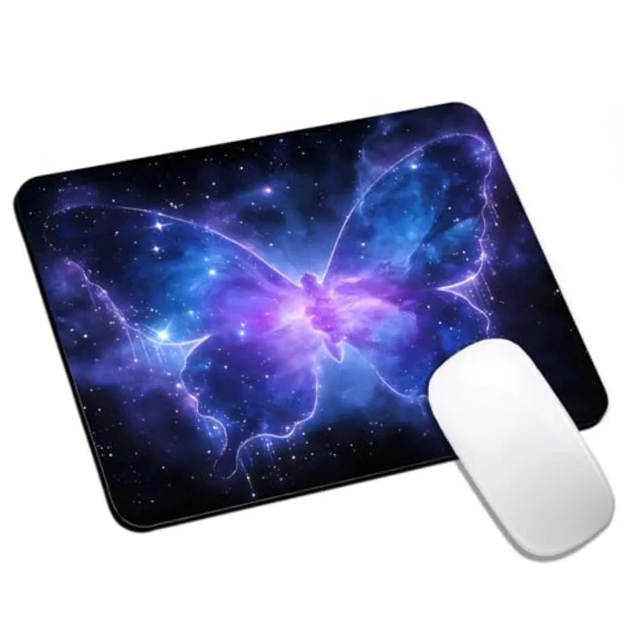White Floral Mouse Pads for Desk, Portable Computer Mouse Pad Small Square Mousepad, Non-Slip Rubber Base Design for Office Des