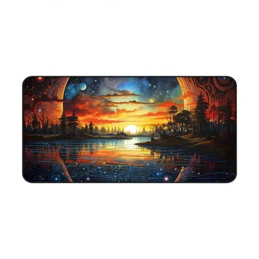 Aesthetic Desk Mat XL Gaming Mouse Pad Lofi Forest Mood Decor