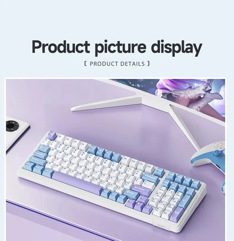 AULA F99 Gaming Mechanical Keyboard 99 Keys Gasket Structure Wireless Bluetooth Wired Hot Swappable PBT Gasket RGB For PC Laptop