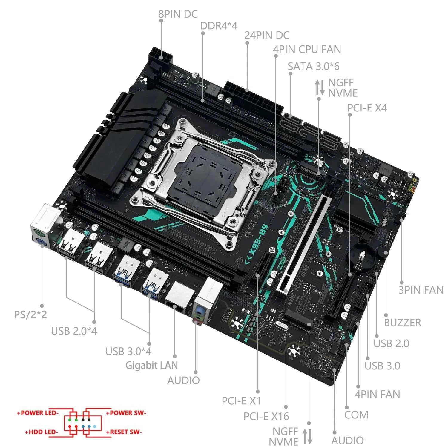 MACHINIST X99 B9 Motherboard set kit LGA2011-3 Xeon E5 2650 V4 CPU processor ECC DDR4 16GB 2400mhz RAM M.2 NVME SATA M-ATX
