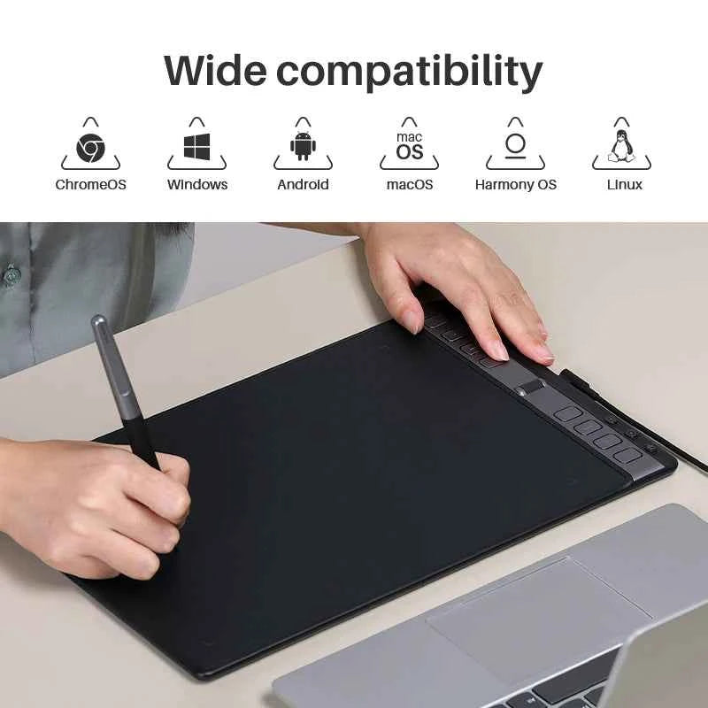 Huion Inspiroy 2 L 10.5x6.56 Inch Graphics Tablet Drawing H1061P PenTech3.0 Digital Stylus PW110 with Scroller 3 Group Keys