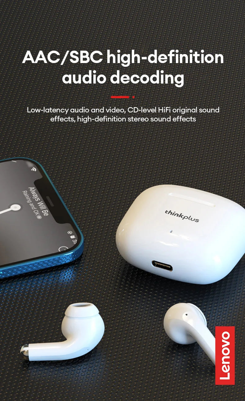 Lenovo LP40 Pro Earburds Wireless Bluetooth HIFI Stereo Sound HD Call Headphones Long Endurance Low Latency Gaming Earphones
