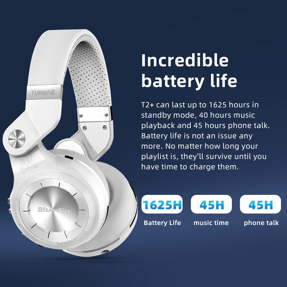 Bluedio T2 Plus Wired & Wireless Headset Foldable Headphones With FM Radio 32G TF Card Support 3.5mm Jack for Travel Work Music