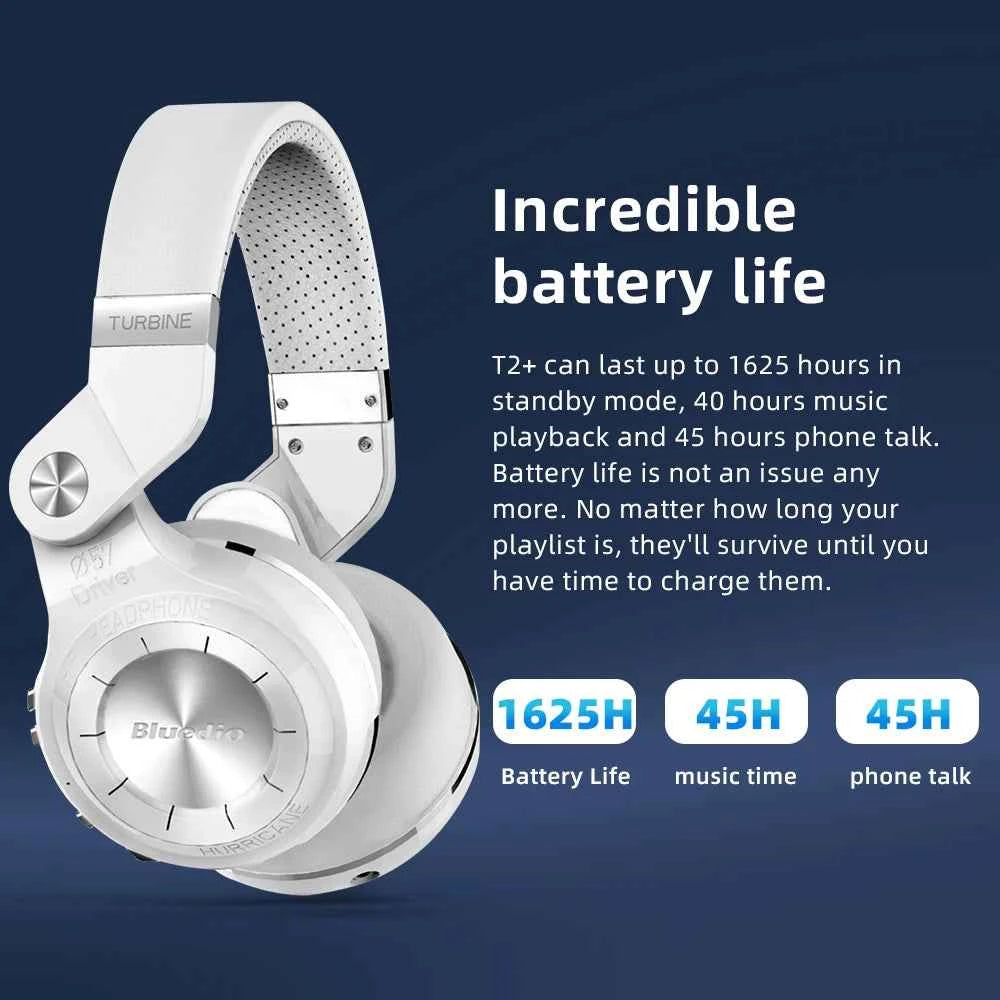 Bluedio T2 Plus Wired & Wireless Headset Foldable Headphones With FM Radio 32G TF Card Support 3.5mm Jack for Travel Work Music