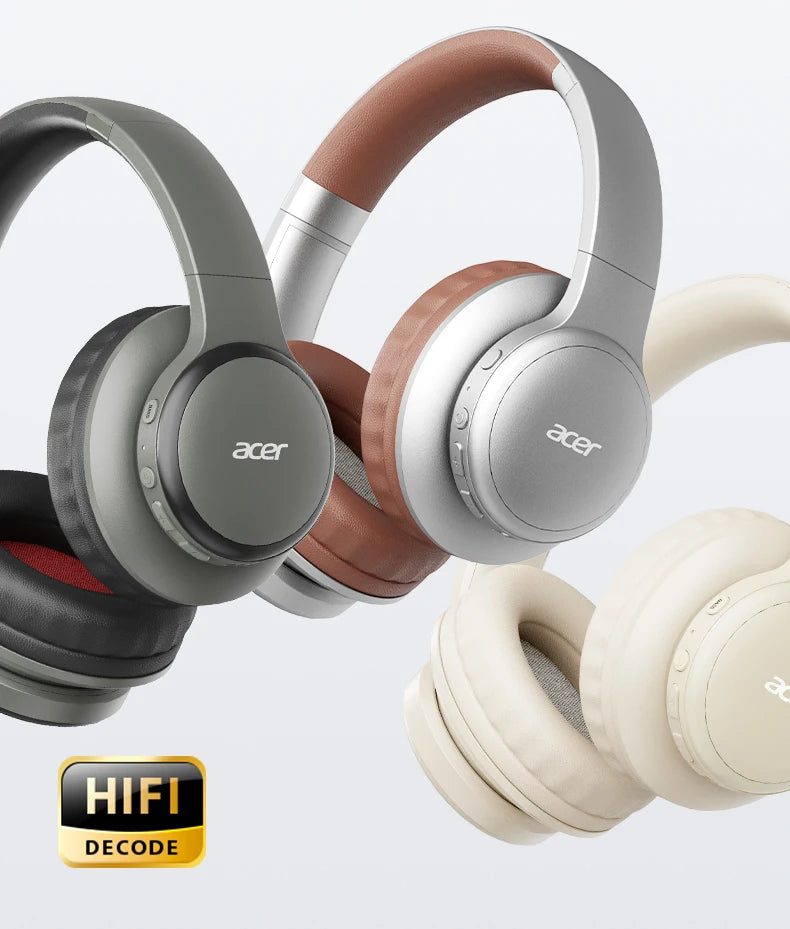 Acer Ohr559 Wireless Bluetooth Headset with High-Fidelity Stereo Bass Sound, Noise Reduction for Calls, Music, and Gaming, No Delay, Long Battery Life, Full-Ear Coverage, Comfortable Fit, with Microphone