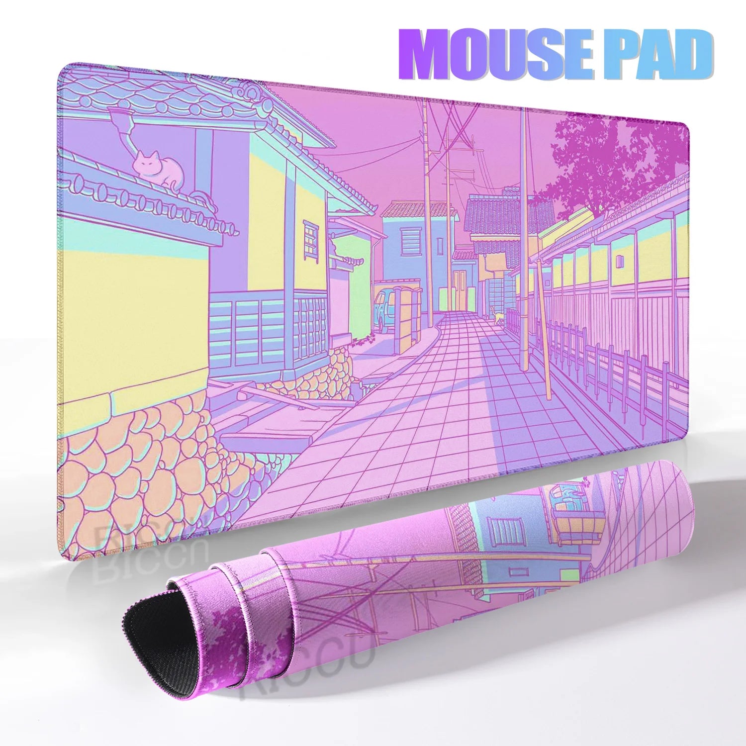 Pink Moon big Mousepad Anime Mouse Pads Gaming Mouse Pad Cartoon Non-Slip Deskmat Keyboard Mat Desk Protector Pc Accessories