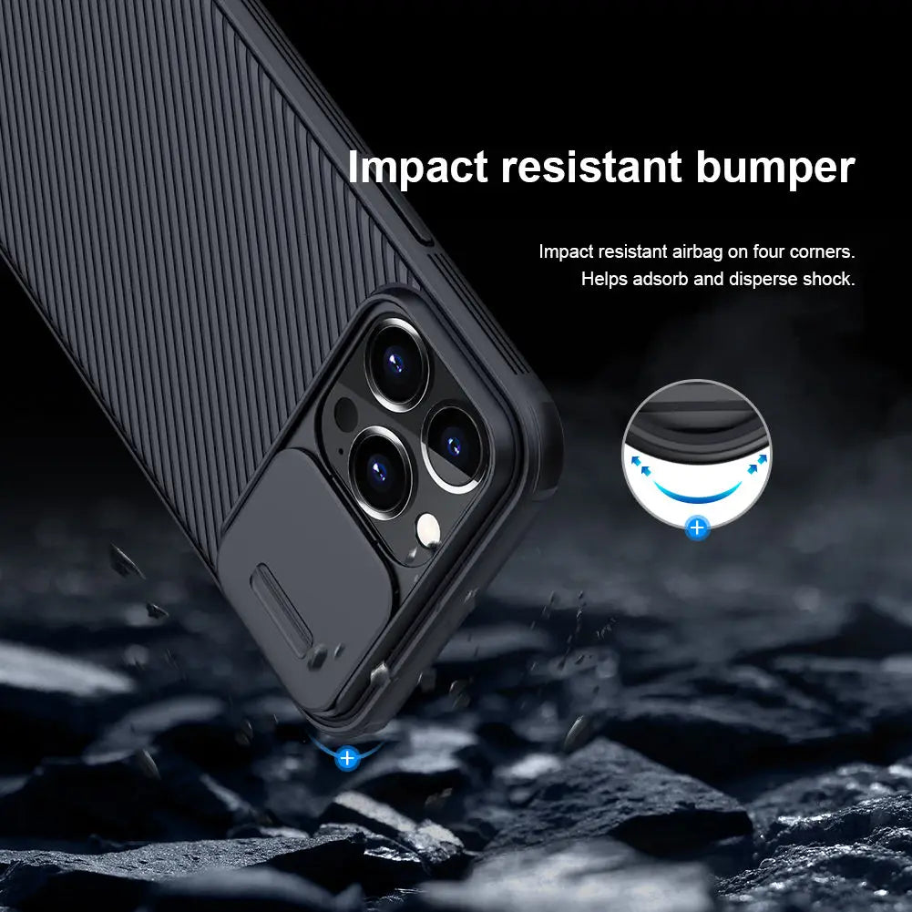 for iPhone 13 Pro Max Camshield Phone Case,NILLKIN Camera Protection Slide Protect Cover Lens Protection Case