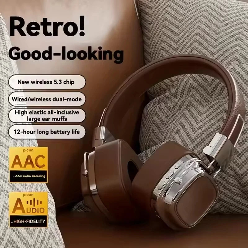 2025 New 5.3 Foldable Wireless Bluetooth Headsets Headset Gamer Choice Retro Over Ear Headphones DJ Stereo Sounds Bluetooth