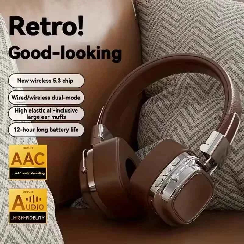 2025 New 5.3 Foldable Wireless Bluetooth Headsets Headset Gamer Choice Retro Over Ear Headphones DJ Stereo Sounds Bluetooth