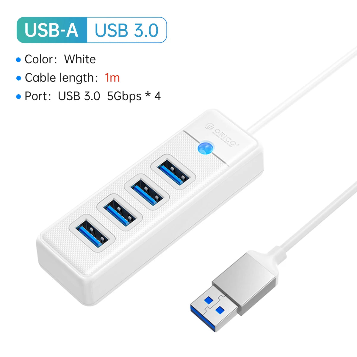 ORICO-Multi Type C Splitter 4 Ports USB 3.0 HUB 5Gbps High Speed OTG Adapter for PC Computer Accessories Macbook Pro