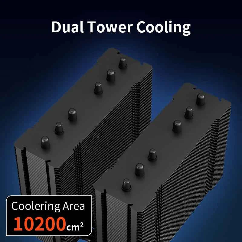 Power Train X-GAMERX MK6 Dual Tower CPU Cooler ARGB Digital Display Six Heat Air Cooling For LGA1700 115X AM5