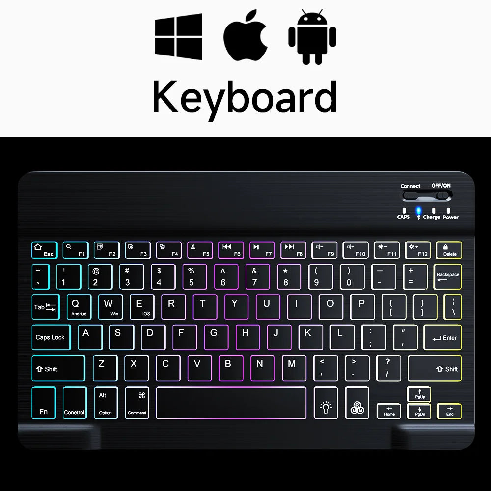Wireless Bluetooth Backlit Keyboards RGB Colorful Gradient Luminous Mini Keyboard And Mouse Set For Apple Samsung Tablet