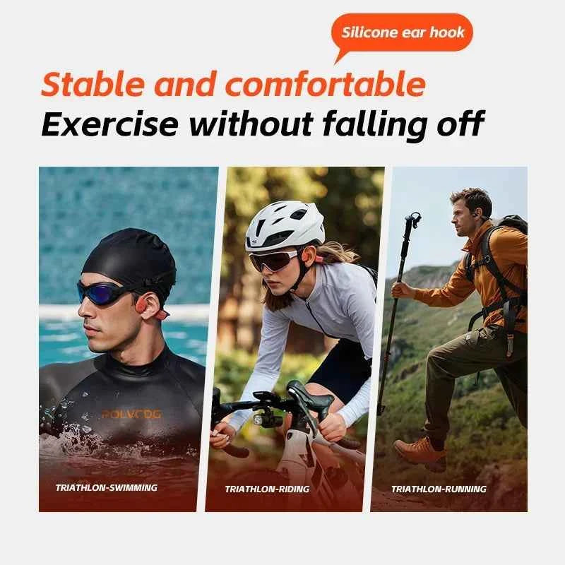POLVCDG bone conduction earphones IPX8 waterproof 32GB memory Bluetooth 5.4 silicone material 2024 new product X16