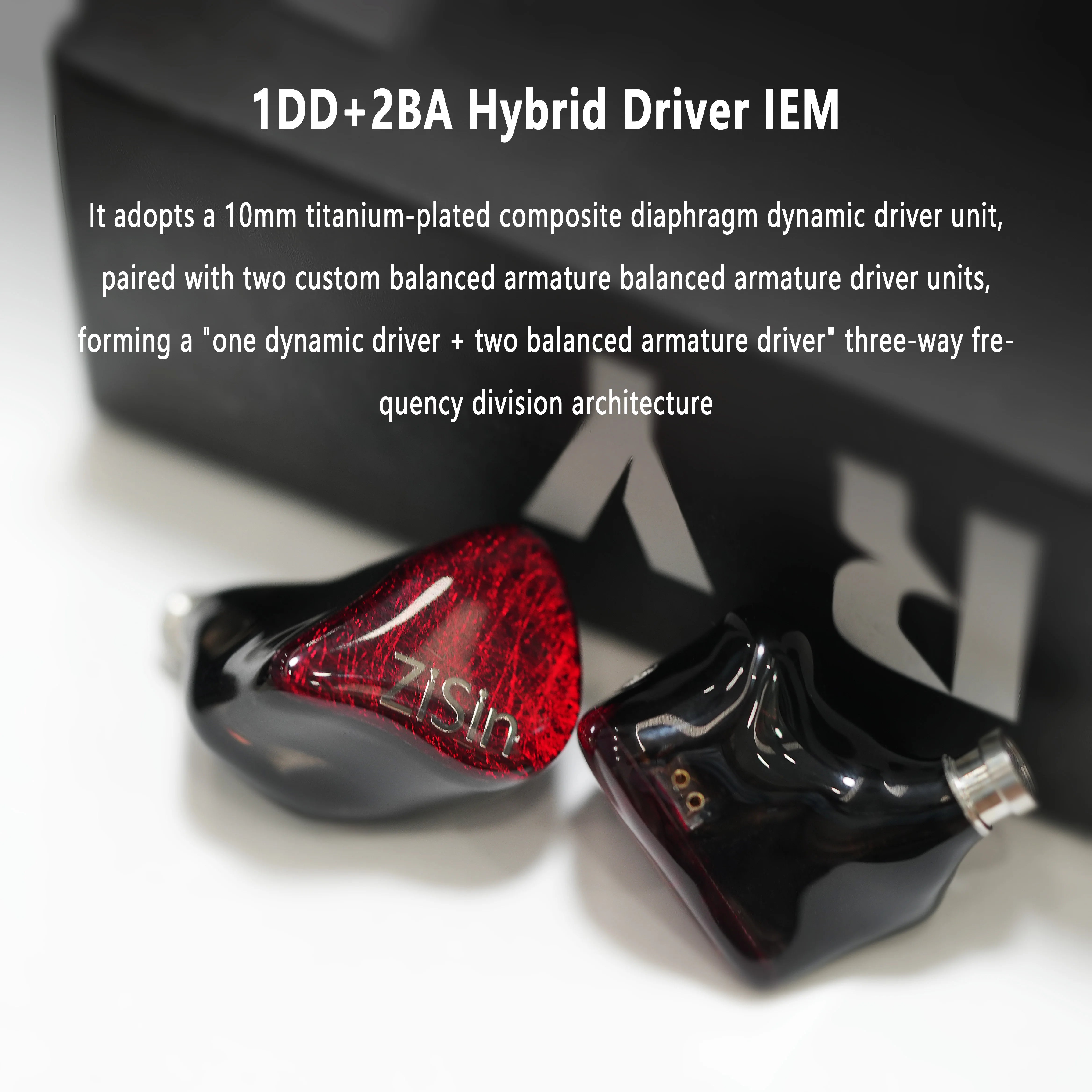 ZiSin Vermilion Flame In Ear Earphones 1DD+2BA Hybrid Drive Noise Reduction IEM 0.78mm/2PIN 4.4mm Monitoring Wired Earphones